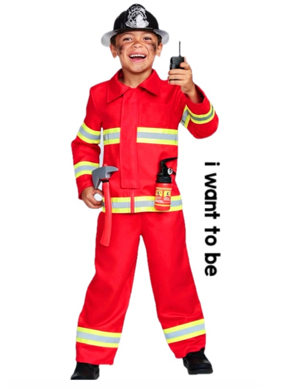 I WANT TO BE 
Fireman 
Halloween Costume
Kids Size M 7/8